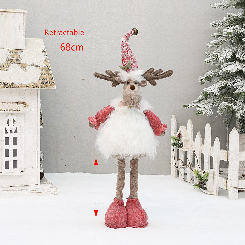 2025 新しいクリスマスギフトピンク伸縮人形老人雪だるまヘラジカ人形ホリデー人形小さなギフト|undefined