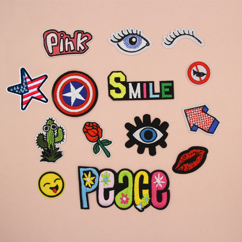 电脑绣花嘴唇五角星仙人掌时尚刺绣布贴羽绒服鞋帽装饰DIY补丁贴