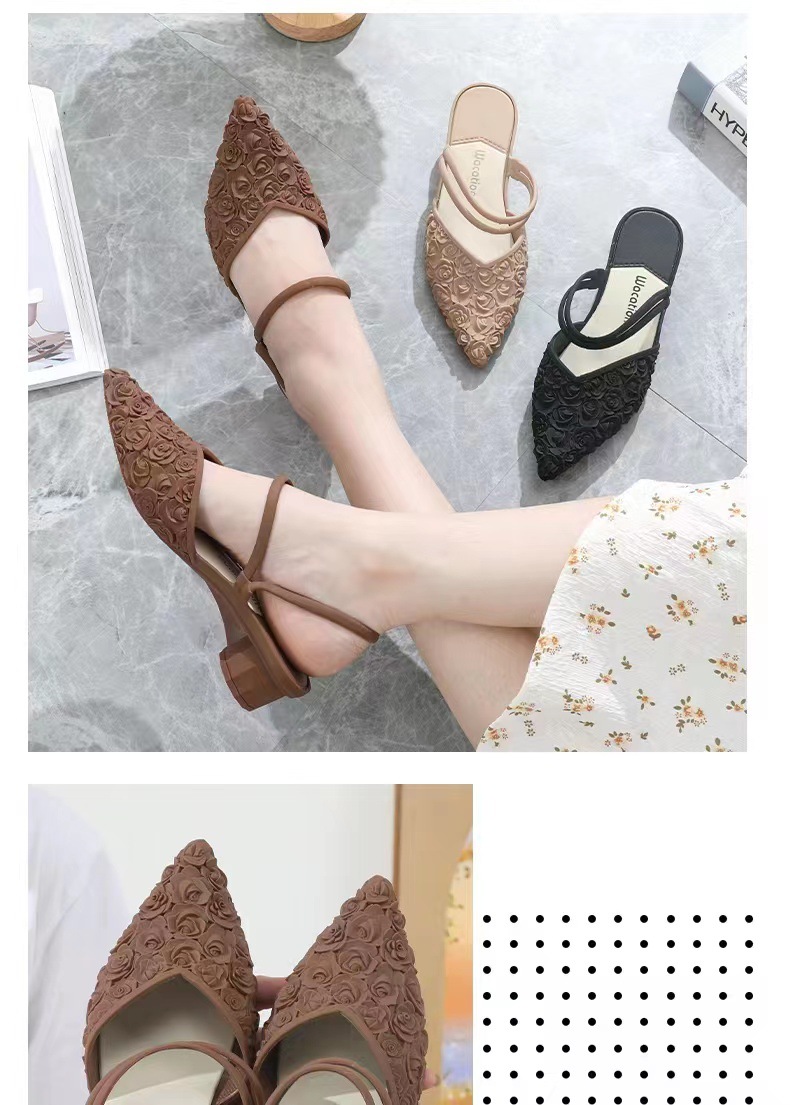 Damen On Mid Chunky Block Heels Sandalen Schuhe Low Heel Sliders Sandalen Externer Verschleiß Slip Bequem_voghion.com