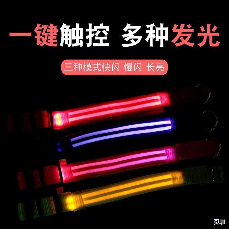 宠物发光项圈双光纤通体发亮LED宠物狗项圈充电功能含电池带USB