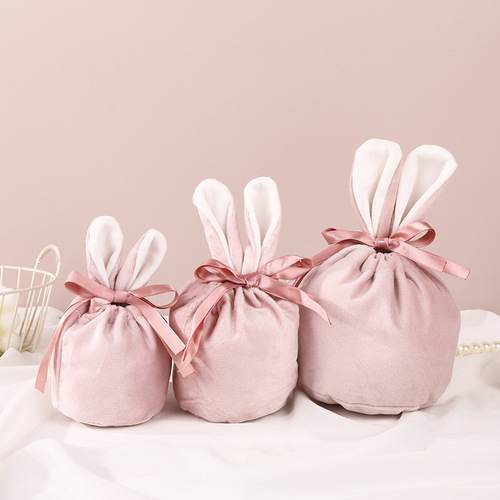 Rabbit Ears Velvet Bag Rabbit Easter Egg Party Candy Gift Packaging Gift Bag Cross-Border Easter Bunny Bag