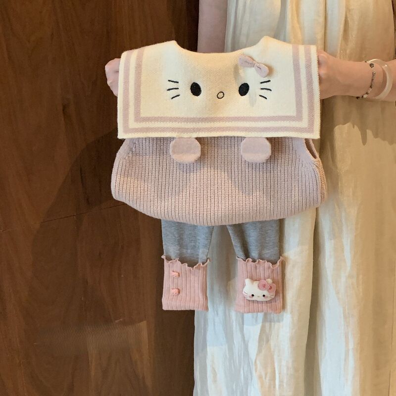 Navy Collar Baby Sweater for Outer Wear Spring & Fall New Style Kidsren's and Girls' Knitted Cardigan Waistcoat 2025 Kidsren's Vest