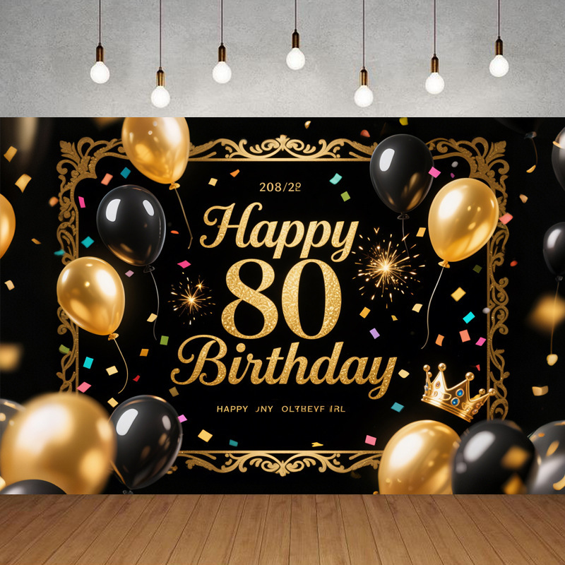 Nueva tela de fondo de feliz cumpleaños transfronteriza, carnaval de fiesta, serie principal de decoración de escenas, banner de cumpleaños