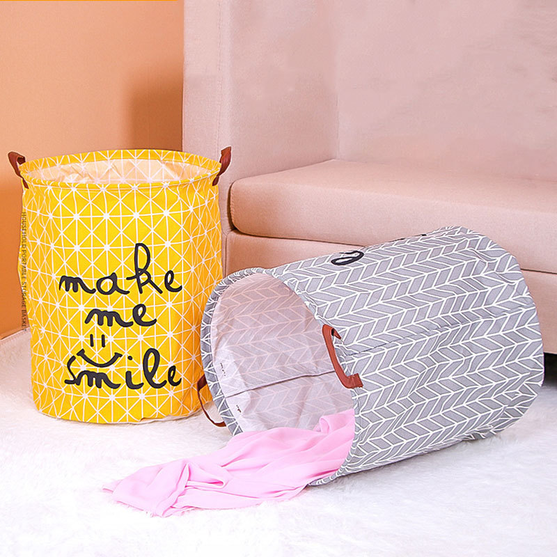 Ronda de algodón y lino Cubo de almacenamiento cesta de la ropa grande plegable cesta de almacenamiento nuevo dormitorio cesta de la ropa