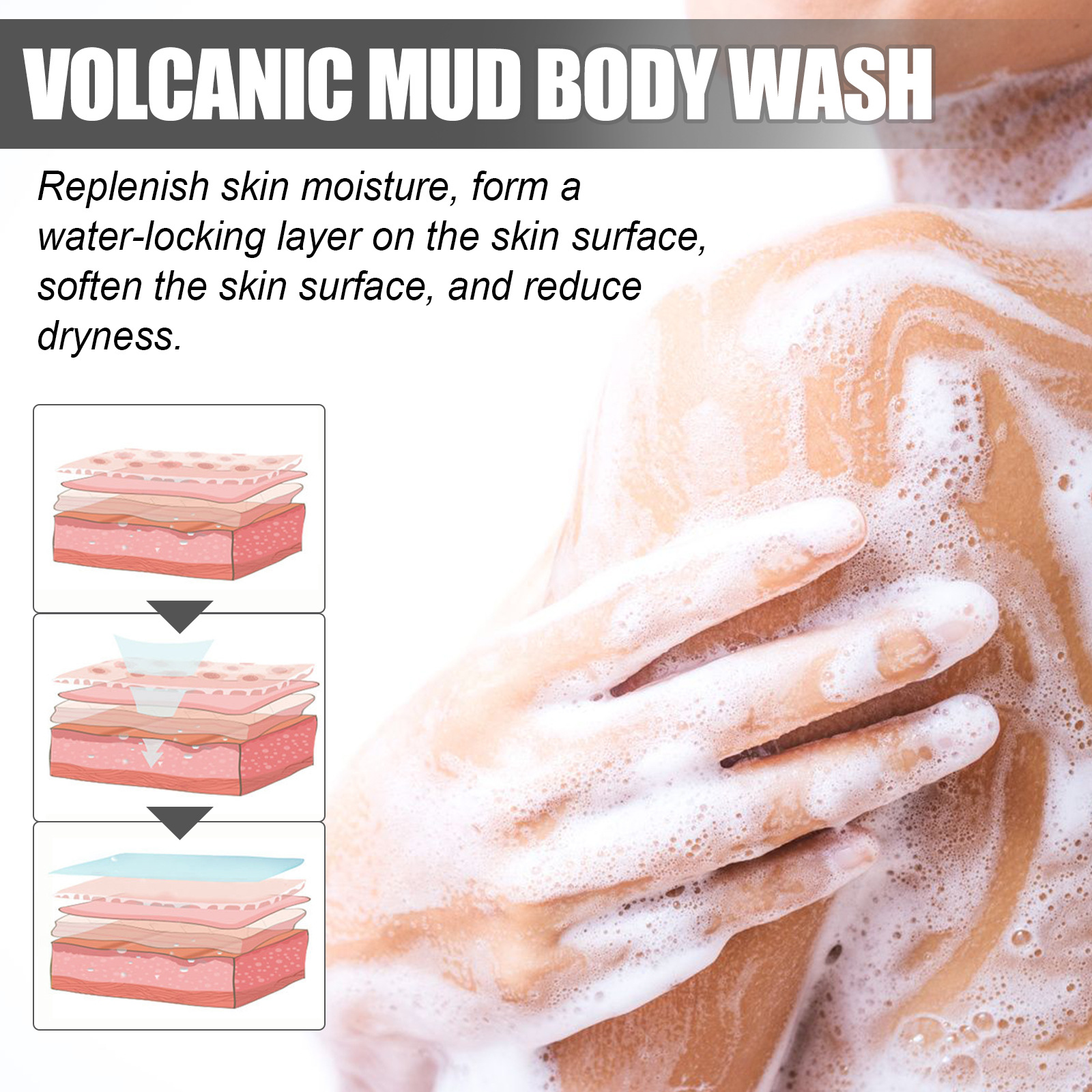 Jaysuing Deep Sea Volcano Mud Shower Gel Cleansing, Moisturizing, Nourishing Skin, Relieving Red, Dry, and Itchy Skin_voghion.com