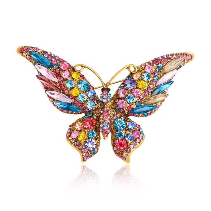 Fashion Style Fashion Pin Butterfly Alloy Enamel Rhinestones Women'S Brooches