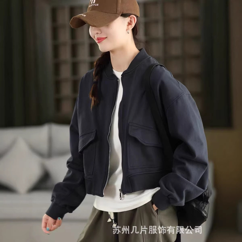 2026 Spring Knitted Workwear Style Baseball Jacket Fashion Slimming Casual Design Top Jacket for Women 2026 Spring Knitted Workwear Style Baseball Jacket Fashion Slimming Casual Design Top Jacket for Women
