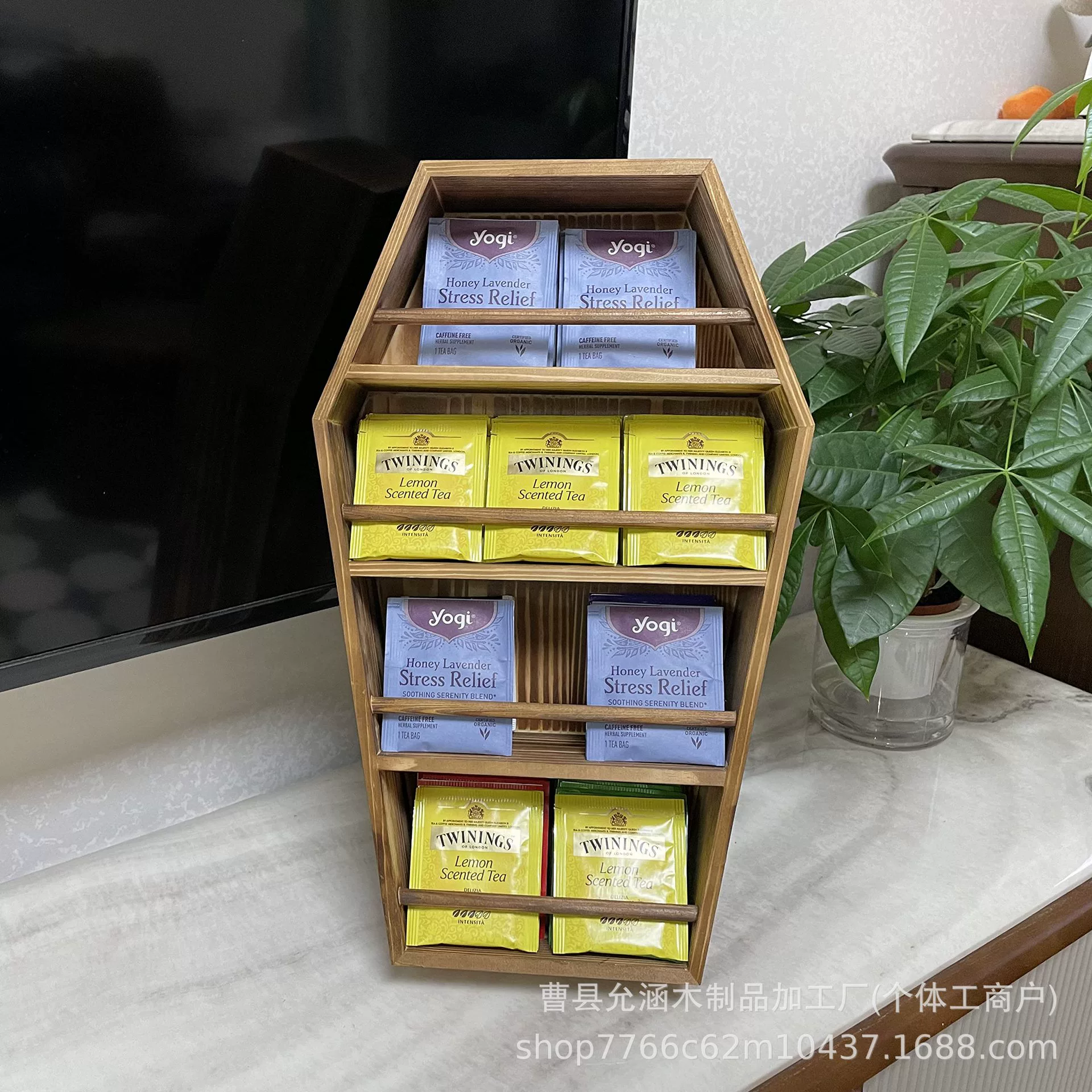 Деревянная стойка для хранения кофейных сумок Домашний рабочий стол чайный пакетик