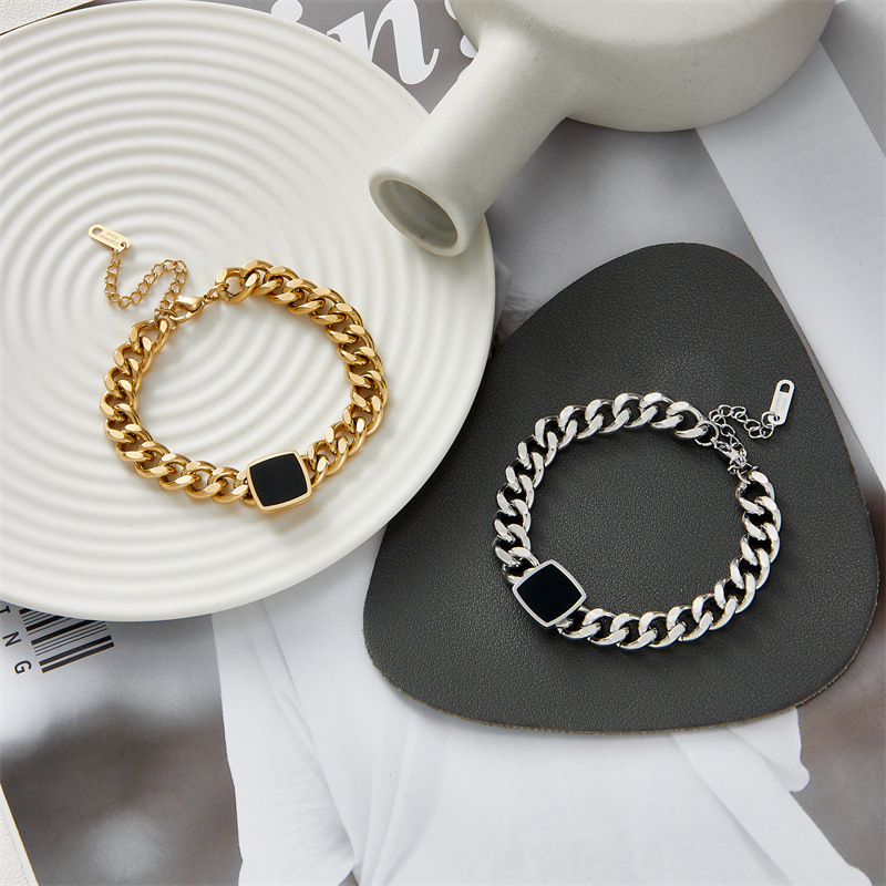 15g Weight No Inlaid Inlay Material Hip-Hop Geometric Stainless Steel No Inlaid Bracelets In Bulk