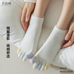 秋冬の女性用5本指ソックス、新しい薄手の通気性と吸汗性の女性用ソックス、キャンディーカラーのミッドチューブ分割つま先の綿の靴下、Zhujiソックス