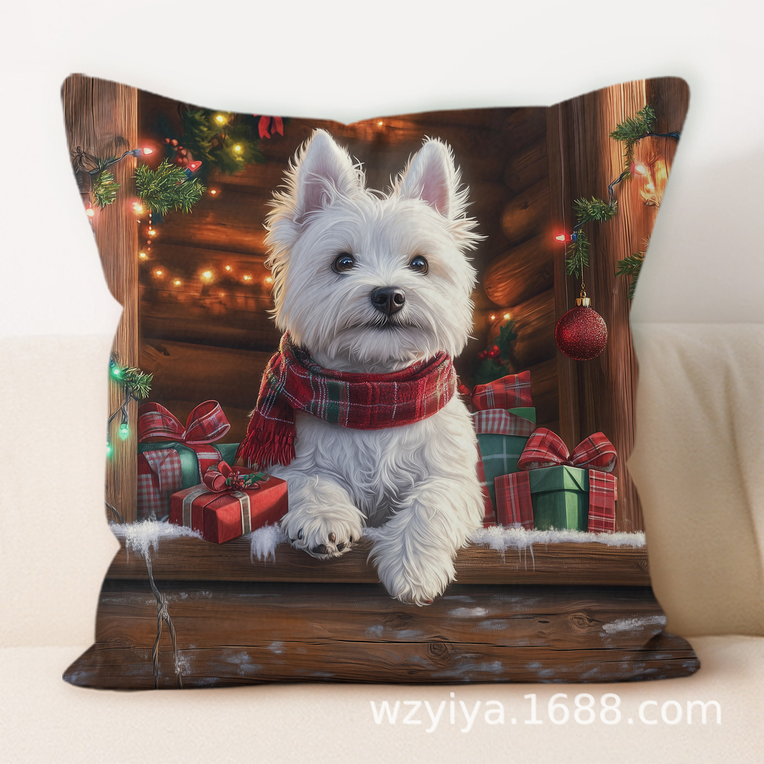 Navidad cachorro almohada cuadrada casa sala de estar sofá dormitorio cabecera almohada cuadrada sin cojín central