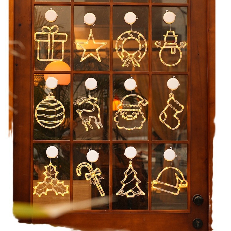 Christmas atmosphere decorative lights led lights Christmas Santa Claus suction plate lights cross-border window lights window scene cloth