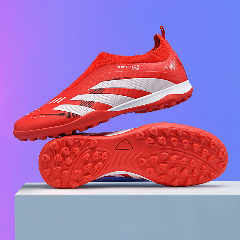 Tenis de Fútbol de Corte Bajo de PU y Caucho Ligeros para Césped Natural y Artificial