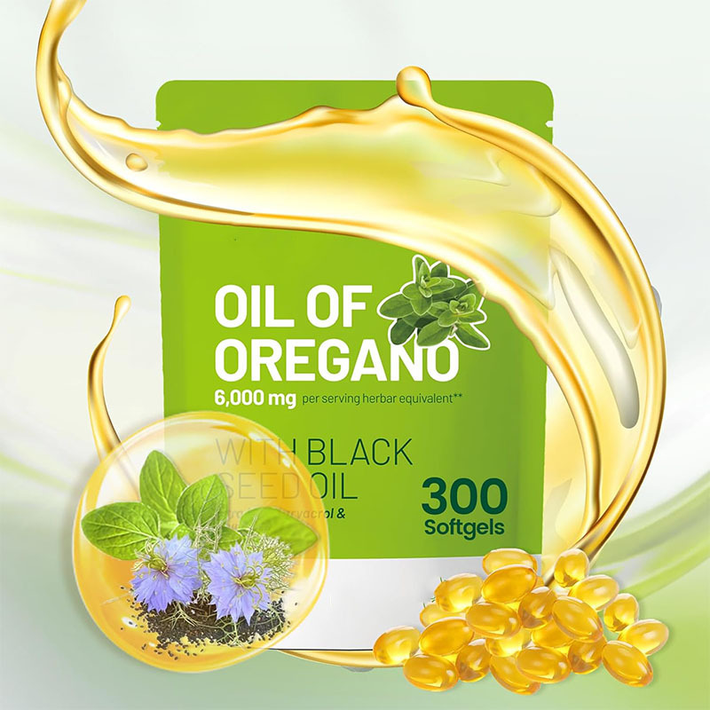 Cross-Border Bestselling Oregano Oil with Black Seed Oil 300 Soft Capsules Oregano Oil Source Manufacturer OE M