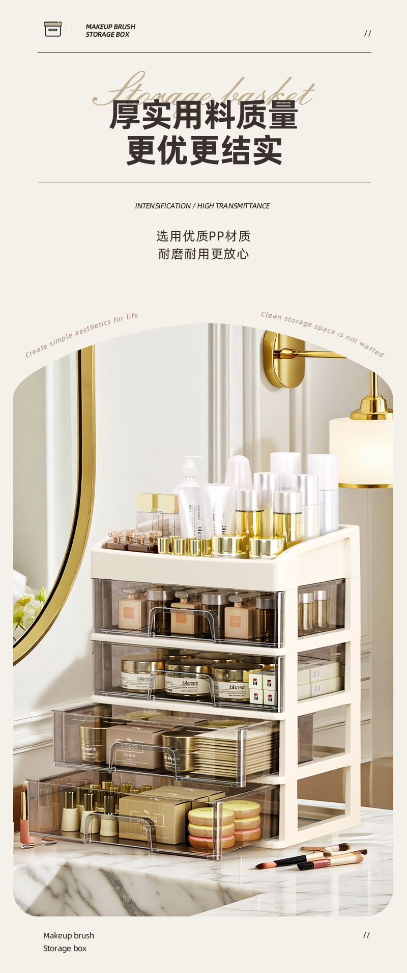 Geteilte transparente Kosmetik-Aufbewahrungsbox