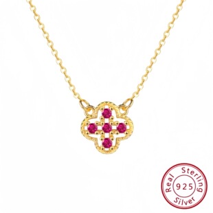 S925 sterling silver four-leaf clover flower necklace feminine light luxury high clavicle chain cross-border hot jewelry wholesale