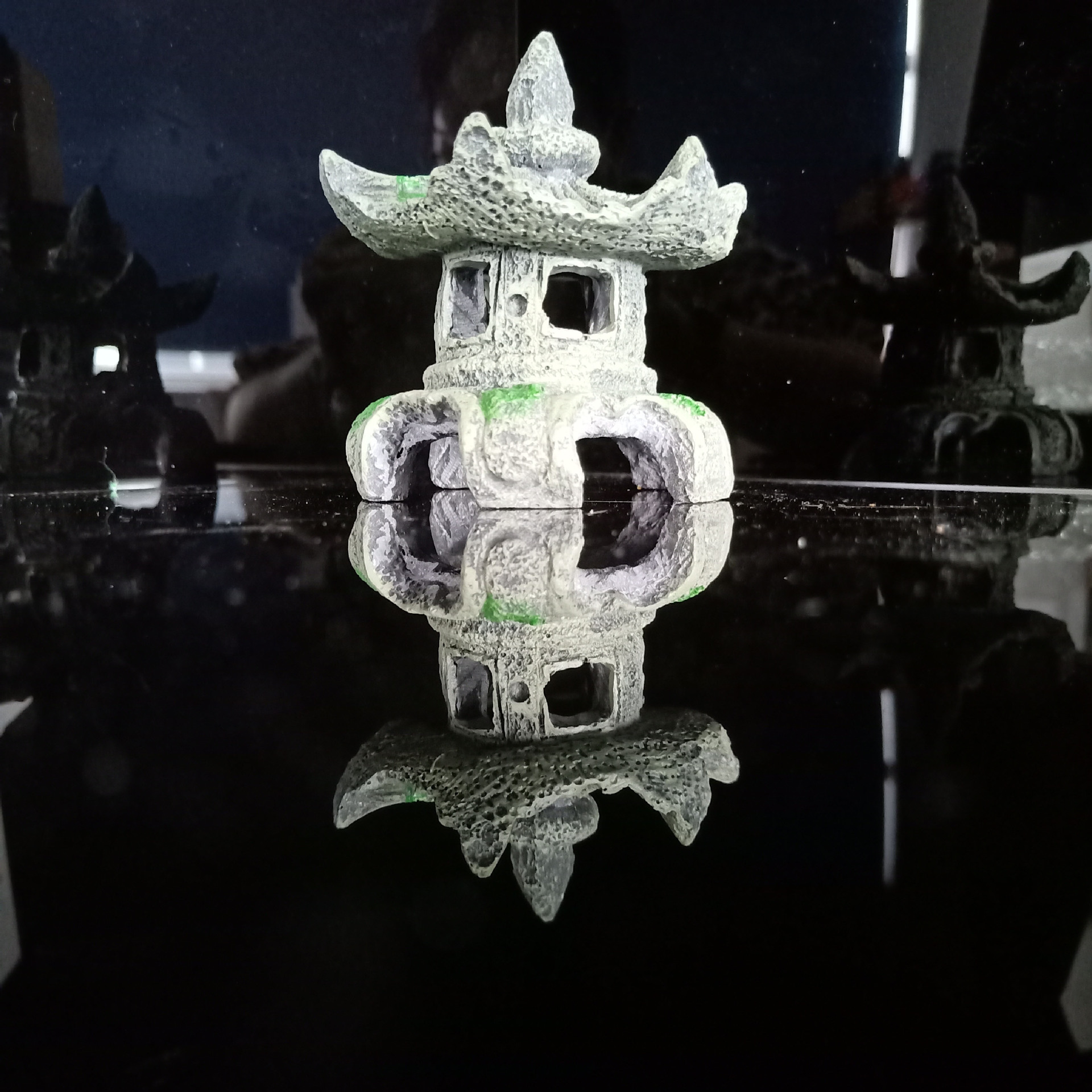 Hexagonal Pavilion faro decoración micro paisaje bonsai decoración acuario escape casa peces y camarones jugar chino jardín paisaje