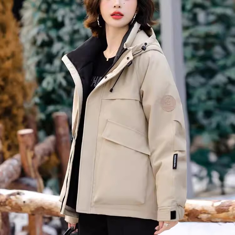 Brand Fashion Short down Jacket for Women, Stylish Casual Hooded Warm Lightweight Parka Workwear Jacket