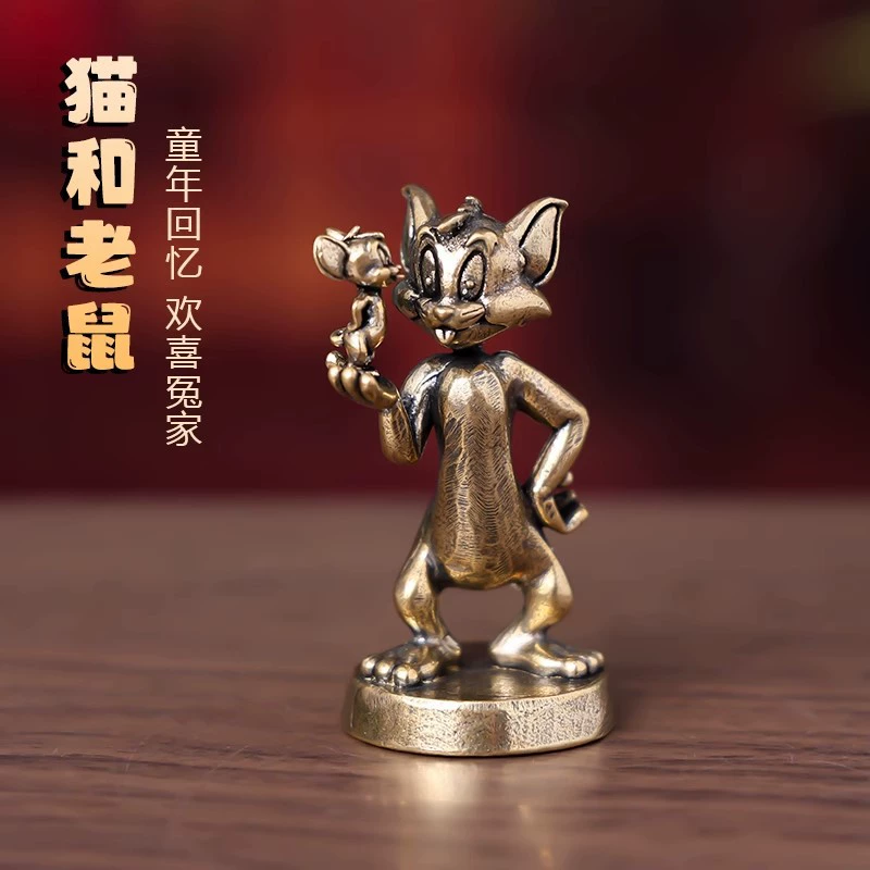 Счастливые соперники Том и Джерри Джерри Мышь Фигурка Настольный медный орнамент Автомобиль Домашние поделки