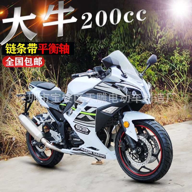 El nuevo DaLiShen GuoSi electricidad inyección de doble cilindro de cilindro de cadena de equilibrio eje 200C modelo de motocicleta de carreras de la calle de DaNiu puede ser lanzado