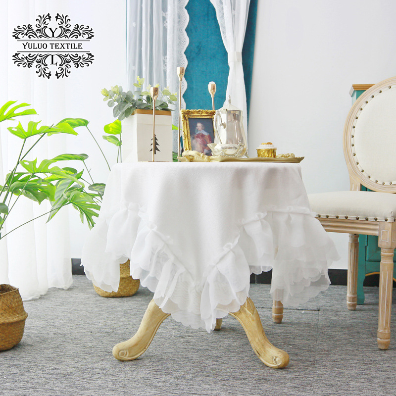 Princess White Tablecloth ins Style Girl's Lace French Retro Desk Dining Table Bedroom Tablecloth Cover Cloth