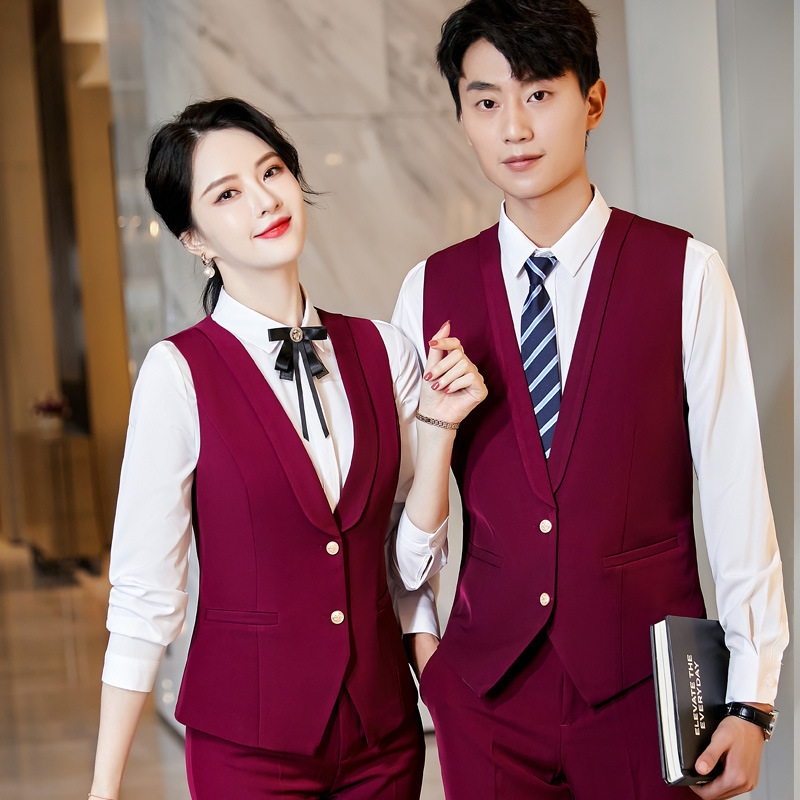LLY-A98男女同款西装马甲套装工作服马甲酒店KTV服务员工装马夹