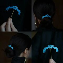 新中国式は翠の花のかんざしをまねて青いデザインを焼きます。