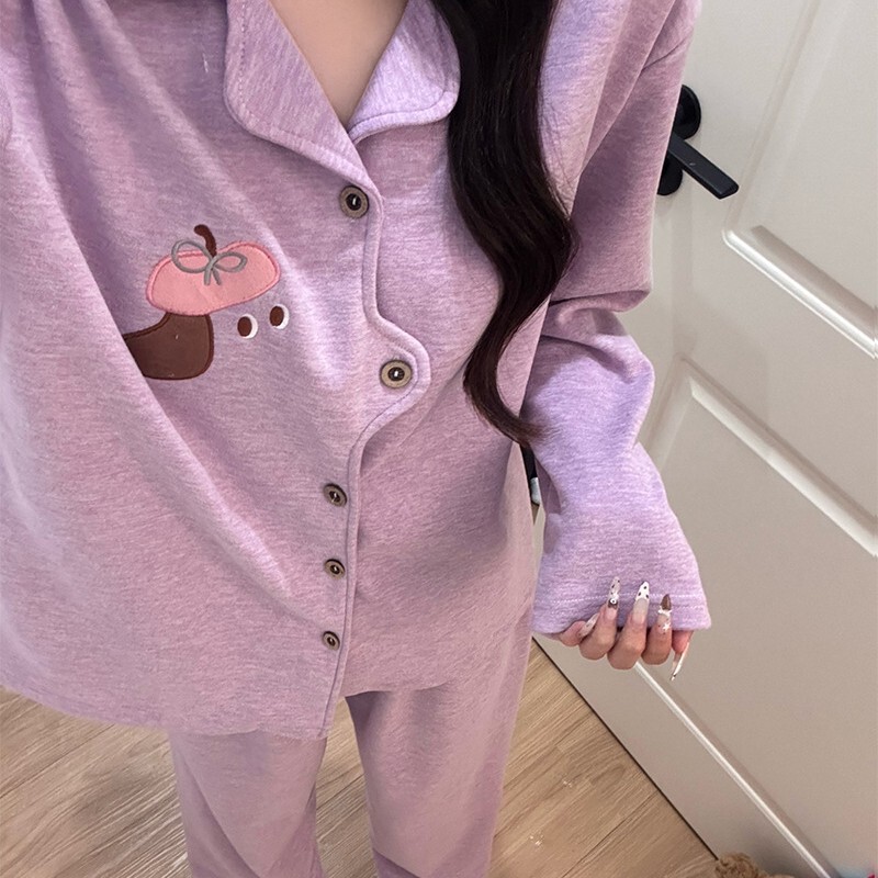 Autumn and Winter Mousse Cashmere Pajamas for Women, Cute Cartoon Cardigans, Long-Sleeved Girls' Warm Home Clothes Sets That Can Be Worn Outside Autumn and Winter Mousse Cashmere Pajamas for Women, Cute Cartoon Cardigans, Long-Sleeved Girls' Warm Home Clothes Sets That Can Be Worn Outside