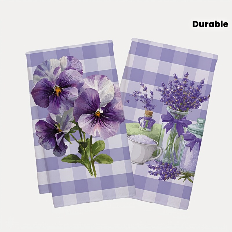 Amazon Cross-Border Purple Lavender Kitchen Towel Quick-Drying Absorbent Coffee Machine Cleaning Cloth Tea Set Decorations
