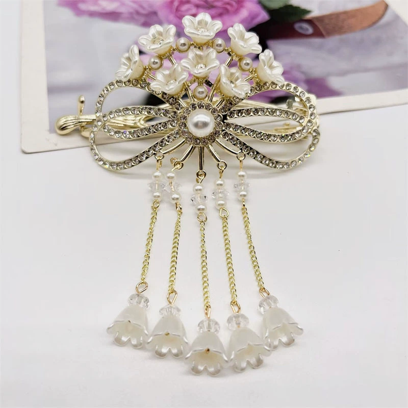 Pilsan Play Car with bow with tassels, ponytail from pearl, hairgrip, 2023 collection, orchid, wholesale