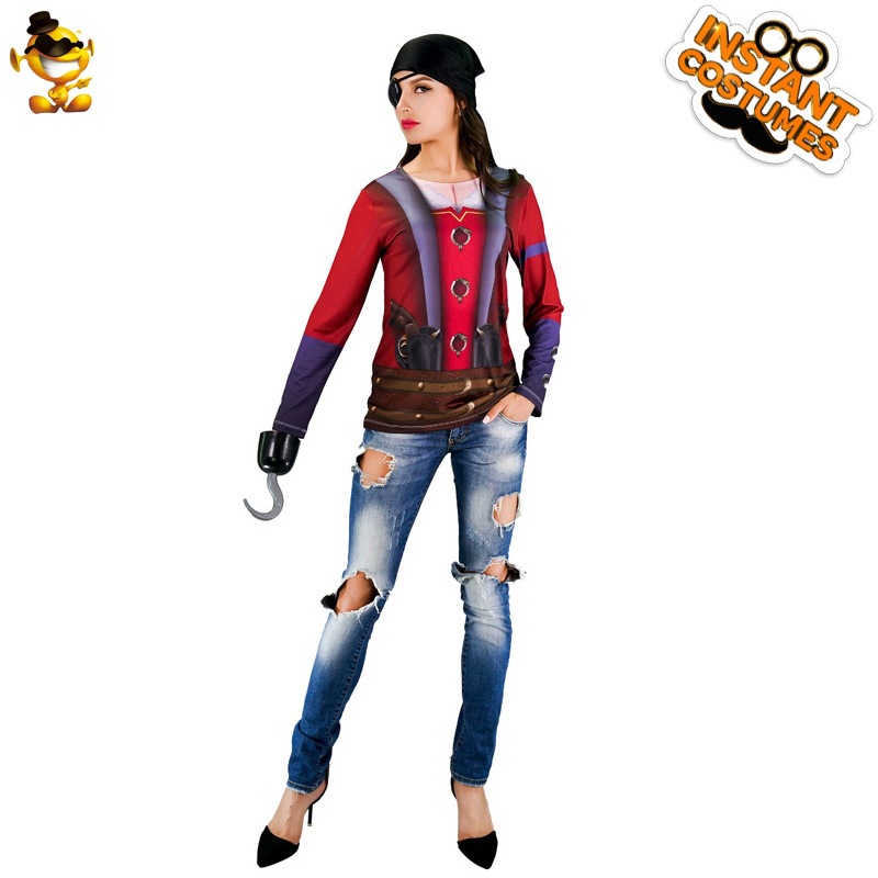 Halloween de las mujeres 3D Impresión digital camiseta miedo sangrienta Europa y América hippies etapa traje fiesta cos ropa