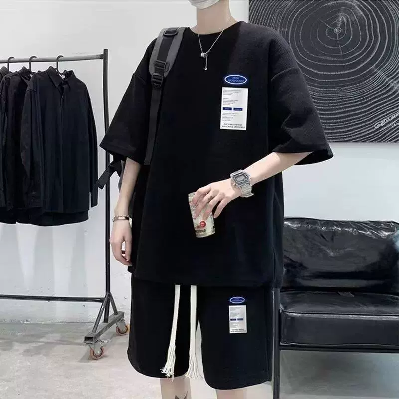 Вафли-костюм для мужчин Летние мужские шорты с короткими рукавами