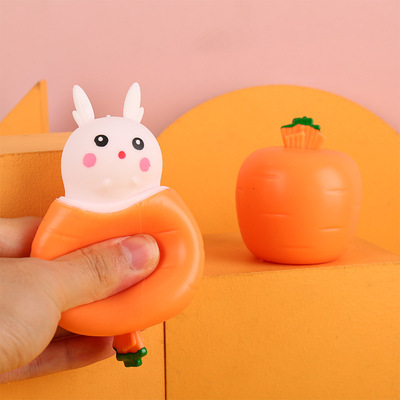 Cross border Explosive money Extrusion decompression Carrot Rabbit Le tweak glass animal Decompression springback Toys wholesale