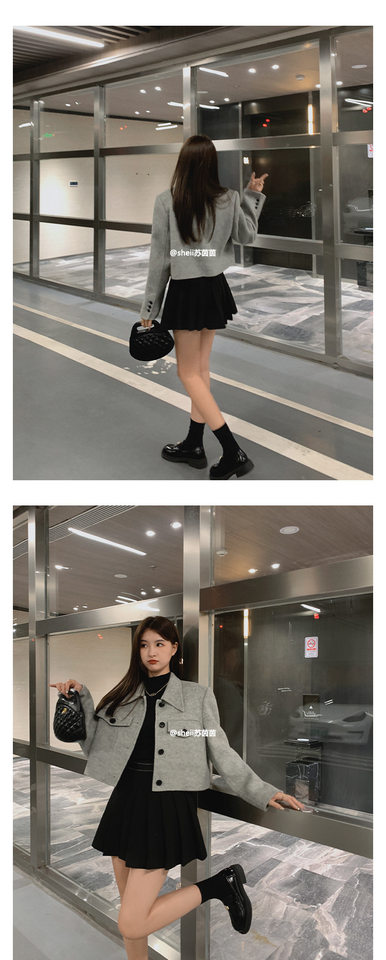 Giày lười nữ đế dày mũi tròn gắn khóa đồng xu nhỏ, giày da đơn gót thô 3–5 cm — Màu đen (lót nhung), Màu đen (trong da) chi tiết 23