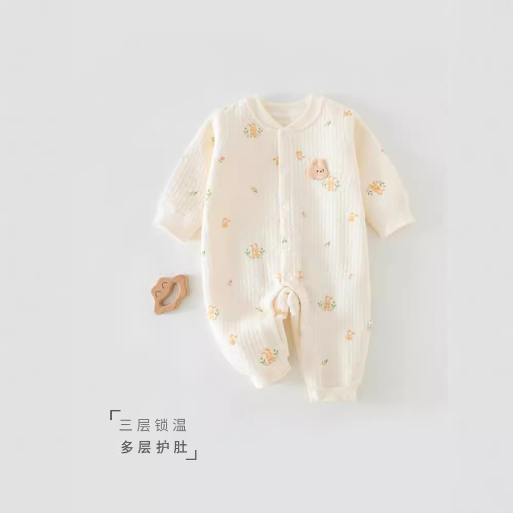 Baby's jumpsuit cotton autumn and winter new boys and girls baby a boneless newborn clothes warm jumpsuit