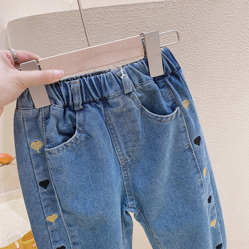 Jeans para niños mujeres 2026 nuevo estilo de primavera y otoño pantalones sueltos coreanos pantalones largos de moda extranjera