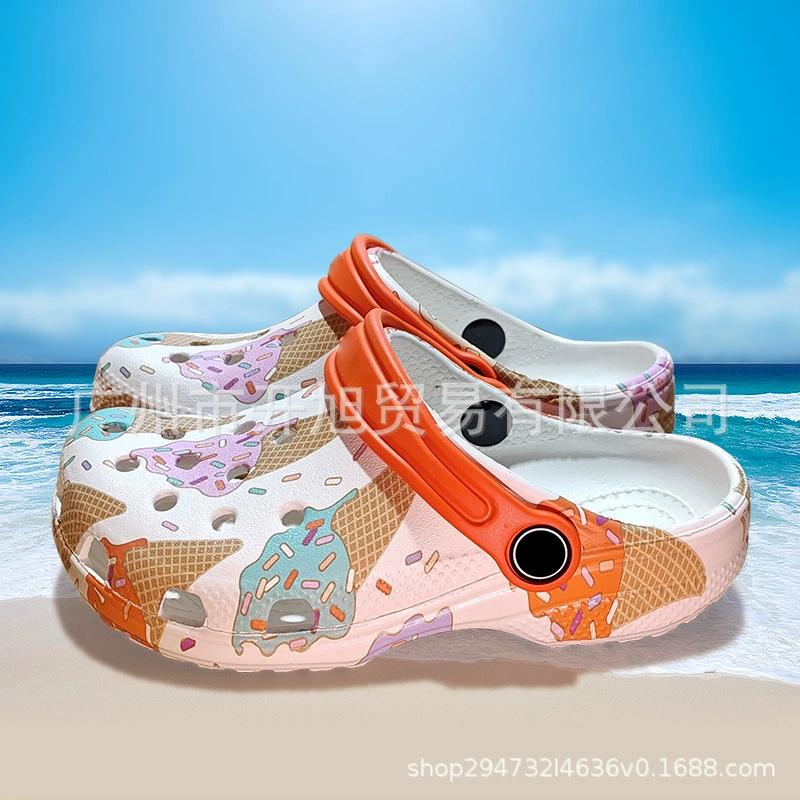 Детские сабо с граффити, летняя обувь для детей постарше, закрытые сандалии, пляжная обувь для малышей