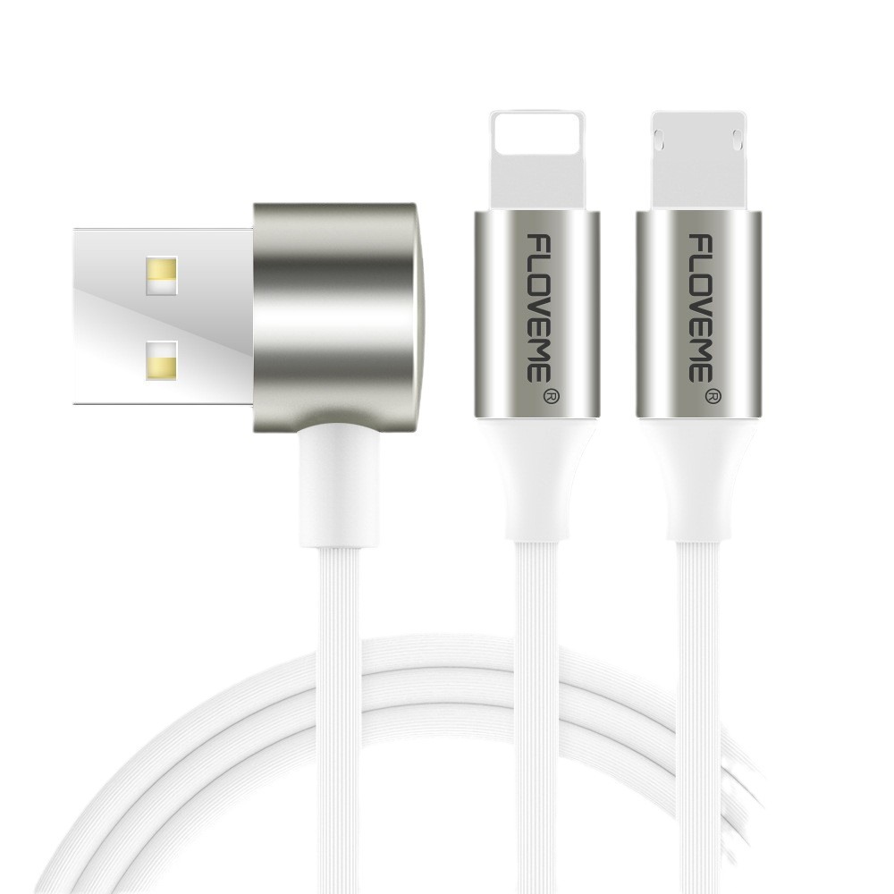 Floveme suitable for Apple Android 2-in-1 data 5V/2.4A aluminum alloy charging cable_voghion.com