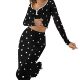 Cross-border European and American TEMU Independent Station Hot Selling New Jacquard Printed Black White Love Women's Pajamas Home Clothes