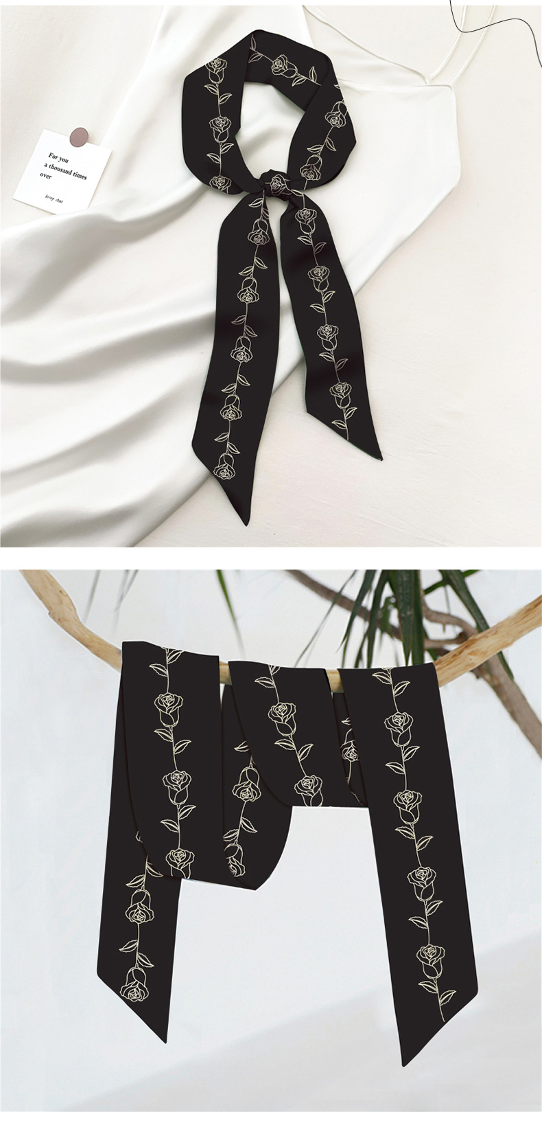 Women's Elegant Rose Polyester Printing Silk Scarf display picture 2