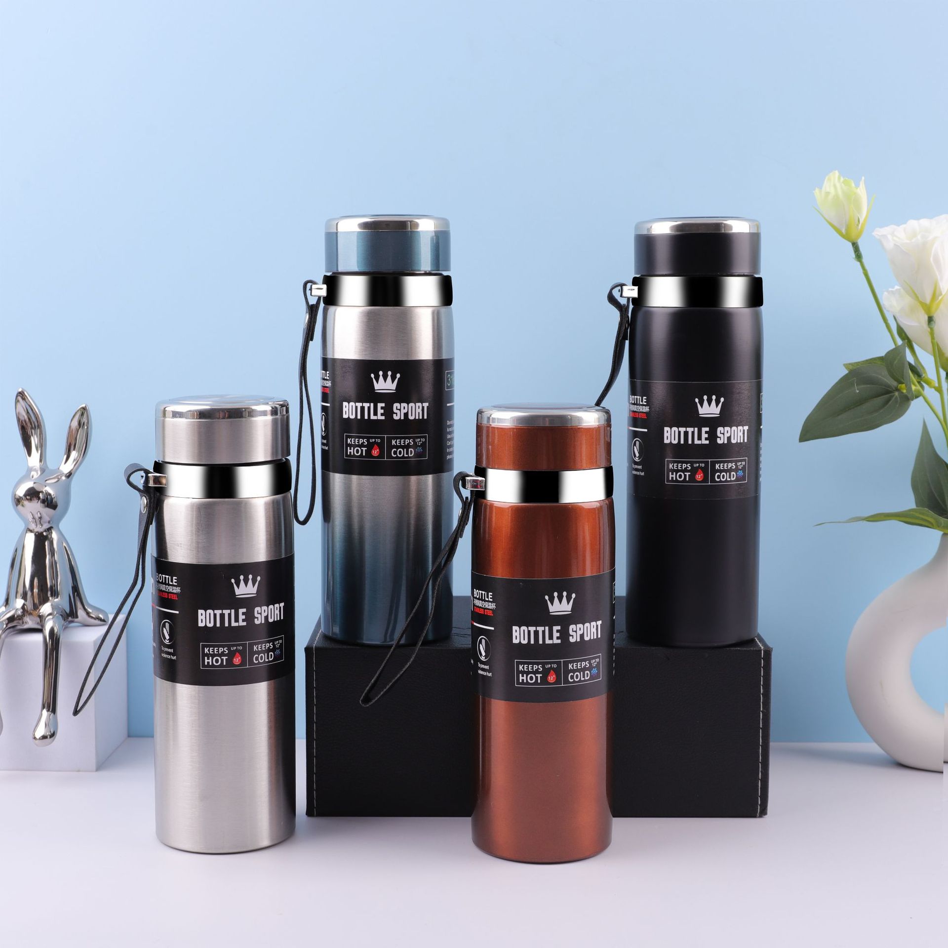 Transfronterizo 316 taza de vacío de acero inoxidable de gran capacidad al aire libre portátil deportes hervidor de agua taza de regalo de negocios con cuerda