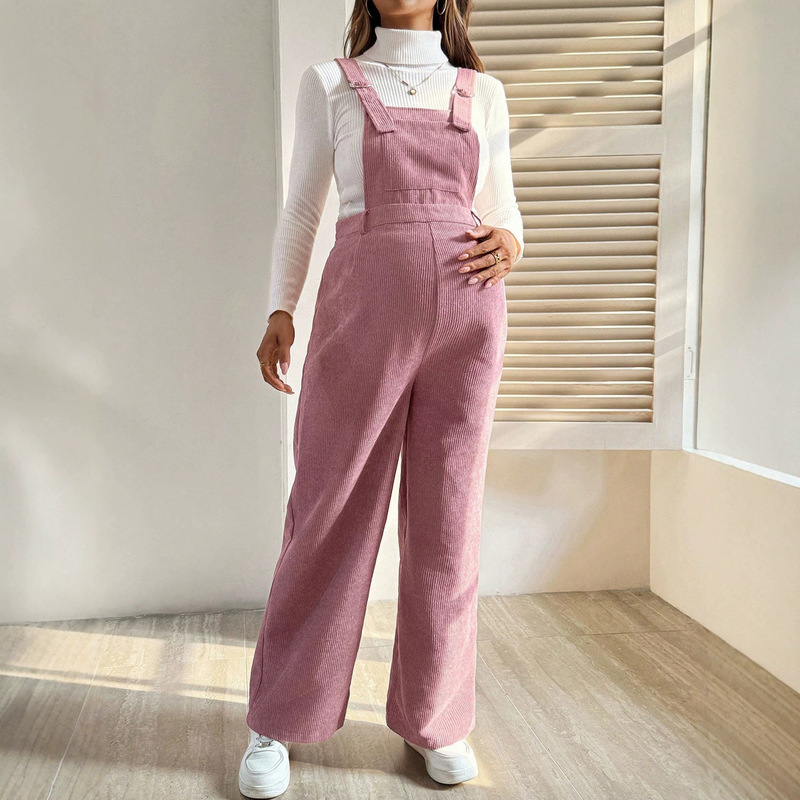 European and American Cross-Border Autumn and Winter Corduroy Overalls for Pregnant Women with Adjustable Shoulder Straps, Loose Wide-Leg, Belly-Supporting Straight-Leg Jumpsuit European and American Cross-Border Autumn and Winter Corduroy Overalls for Pregnant Women with Adjustable Shoulder Straps, Loose Wide-Leg, Belly-Supporting Straight-Leg Jumpsuit
