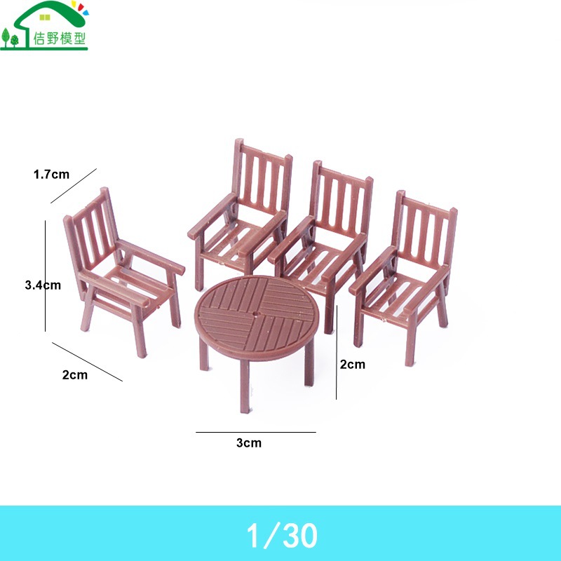 Mini traje de mesa y silla modelo al aire libre micro escena ocio mesa redonda silla plástico edificio arena bandeja decoración adornos