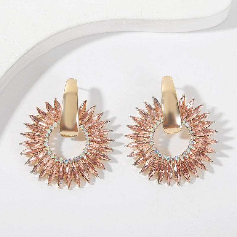 Retro Geometric Round Rhinestone Earrings Creative Crystal Earrings Jewelry display picture 7