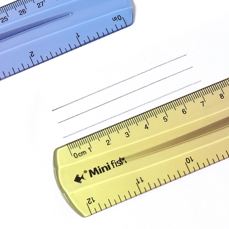 [Exclusivo transfronterizo] Papelería de color creativo de 30cm regla recta impresa bilateral pulgadas cm regla transparente de plástico