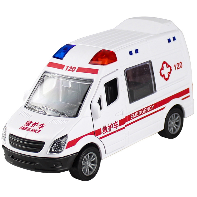 Children's inertia simulation police car model toy boy ambulance boxed four-door series stall wholesale