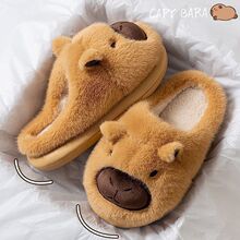 卡皮巴拉毛毛拖鞋女秋冬外穿2025新款厚底室内家居保暖包头棉拖鞋
