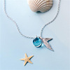 Blue crystal, necklace, chain for key bag , simple and elegant design, Japanese and Korean, internet celebrity, Birthday gift