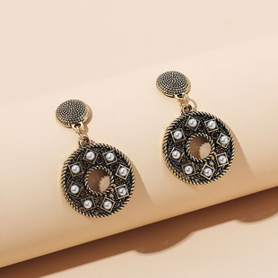 Retro Golden Face Alloy Earrings Wholesale display picture 10