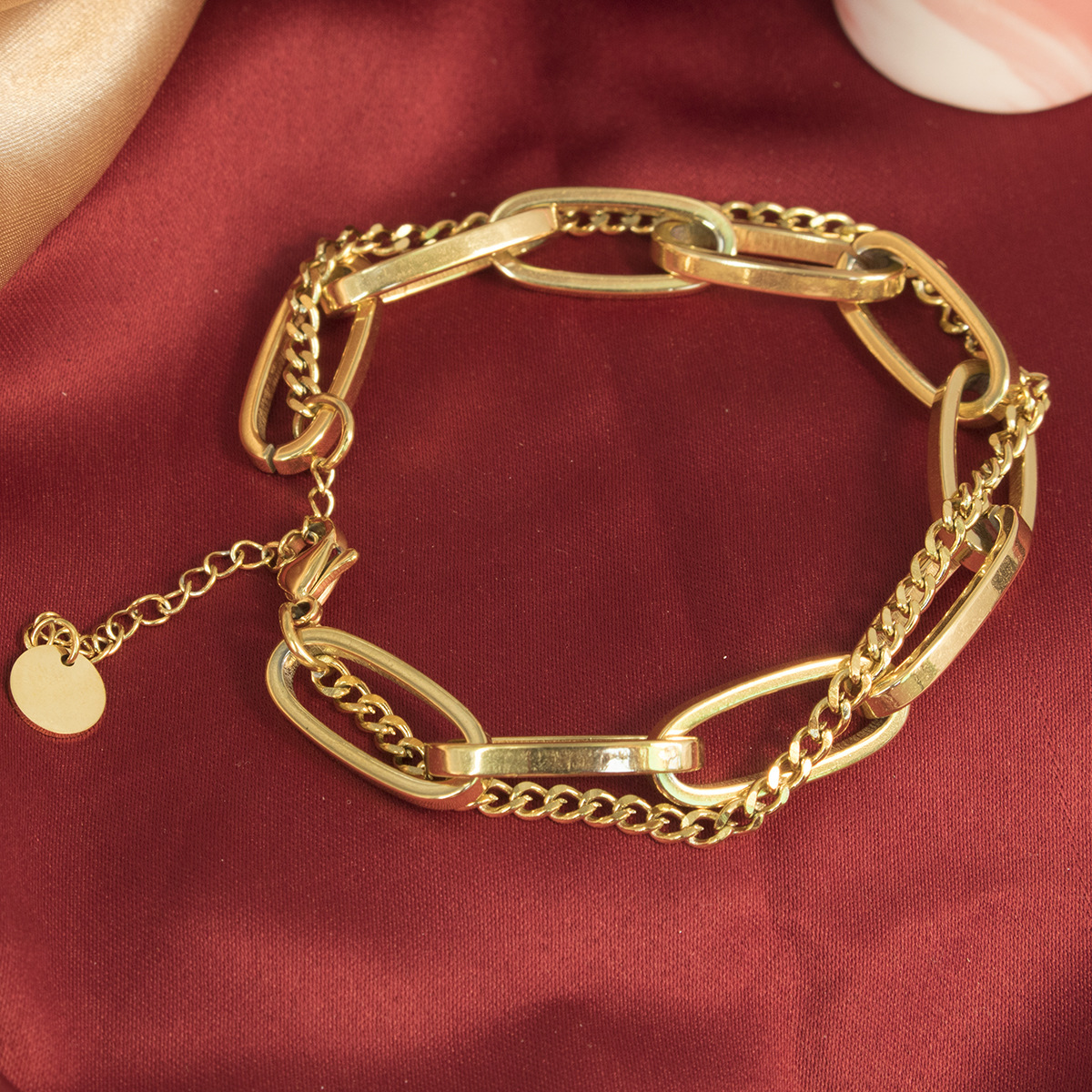 Géométrique Acier Inoxydable 304 Plaqué Or 18K Bracelets En Masse display picture 5